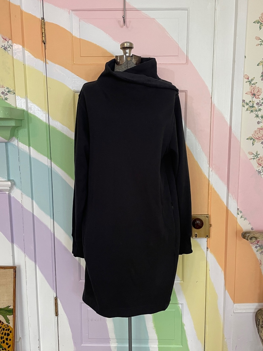 Athleta Cozy Karma Mock Neck Soft Fleece Athleisure Dress Sz L 🧡🎀
